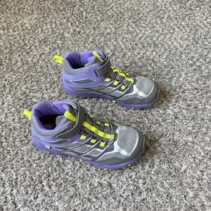 Merrell Big Kids Moab FST Mid Waterproof Hiking Trail Boots Gray Purple Size 6